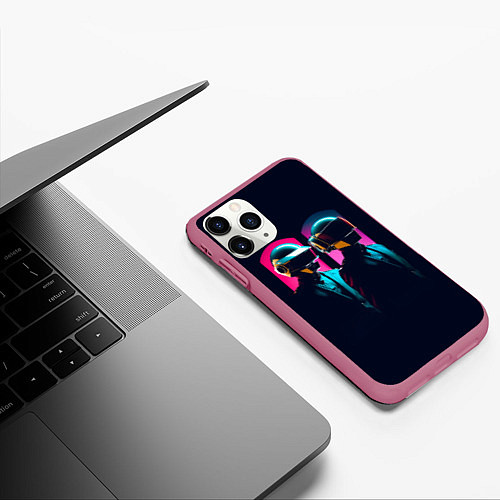 Чехол iPhone 11 Pro матовый Daft Punk - One more time / 3D-Малиновый – фото 3