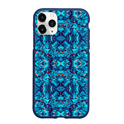 Чехол iPhone 11 Pro матовый Синий калейдоскоп, цвет: 3D-тёмно-синий