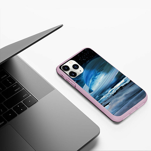 Чехол iPhone 11 Pro матовый Падение Сатурна - пейзаж / 3D-Розовый – фото 3