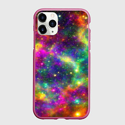 Чехол iPhone 11 Pro матовый Яркий неоновый космос, цвет: 3D-малиновый