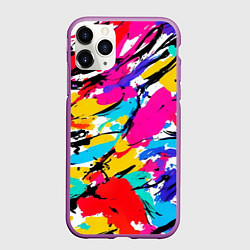 Чехол iPhone 11 Pro матовый Абстрактные узоры штрихи, цвет: 3D-фиолетовый