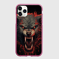 Чехол iPhone 11 Pro матовый Серый волк, цвет: 3D-малиновый