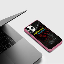 Чехол iPhone 11 Pro матовый Cyberpunk 2077 phantom liberty, цвет: 3D-малиновый — фото 2