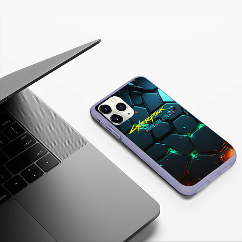 Чехол iPhone 11 Pro матовый Cyberpunk 2077 phantom liberty logo / 3D-Светло-сиреневый – фото 3