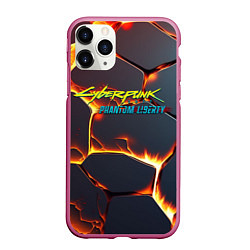 Чехол iPhone 11 Pro матовый Cyberpunk 2077 phantom liberty logo, цвет: 3D-малиновый