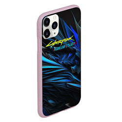 Чехол iPhone 11 Pro матовый Cyberpunk 2077 phantom liberty blue logo, цвет: 3D-розовый — фото 2