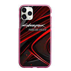 Чехол iPhone 11 Pro матовый Cyberpunk 2077 phantom liberty silver logo, цвет: 3D-малиновый