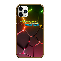 Чехол iPhone 11 Pro матовый Cyberpunk 2077 phantom liberty logo neon, цвет: 3D-коричневый