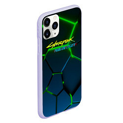 Чехол iPhone 11 Pro матовый Cyberpunk 2077 phantom liberty green neon, цвет: 3D-светло-сиреневый — фото 2