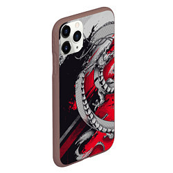 Чехол iPhone 11 Pro матовый Dragon - Japan style, цвет: 3D-коричневый — фото 2