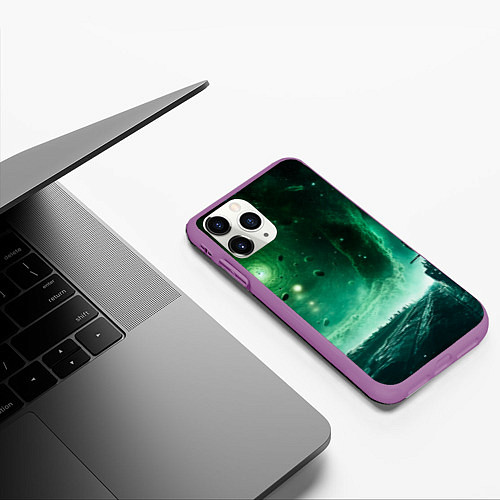 Чехол iPhone 11 Pro матовый Космическая буря / 3D-Фиолетовый – фото 3