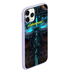 Чехол iPhone 11 Pro матовый Cyberpunk 2077 phantom liberty cyborg, цвет: 3D-светло-сиреневый — фото 2