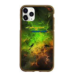 Чехол iPhone 11 Pro матовый Cyberpunk 2077 phantom liberty green, цвет: 3D-коричневый