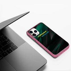 Чехол iPhone 11 Pro матовый Cyberpunk 2077 phantom liberty dark logo, цвет: 3D-малиновый — фото 2