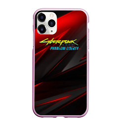 Чехол iPhone 11 Pro матовый Cyberpunk 2077 phantom liberty red black logo, цвет: 3D-розовый