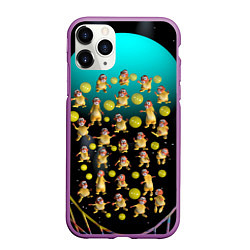 Чехол iPhone 11 Pro матовый Клоуны в лунной сети, цвет: 3D-фиолетовый