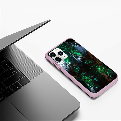 Чехол iPhone 11 Pro матовый Киберпанк торс / 3D-Розовый – фото 3