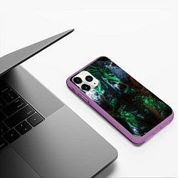 Чехол iPhone 11 Pro матовый Киберпанк торс, цвет: 3D-фиолетовый — фото 2