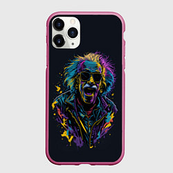 Чехол iPhone 11 Pro матовый Альберт Эйнштейн от нейросети, цвет: 3D-малиновый