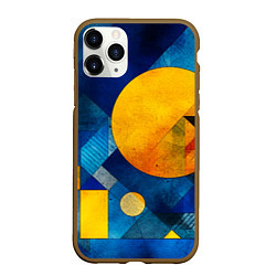 Чехол iPhone 11 Pro матовый Жёлтая и синяя геометрия, цвет: 3D-коричневый