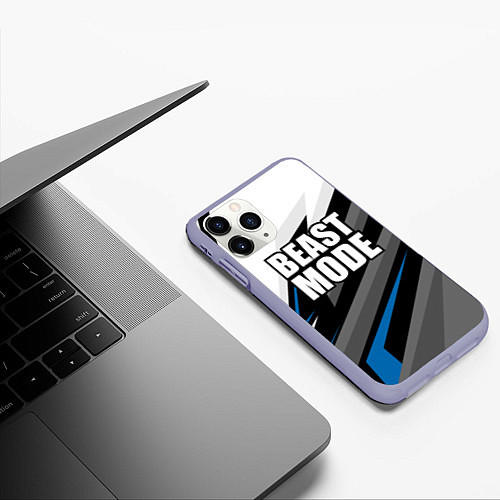 Чехол iPhone 11 Pro матовый Beast mode - blue sport / 3D-Светло-сиреневый – фото 3