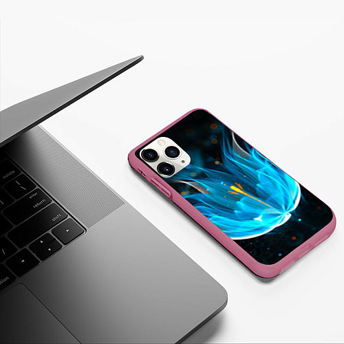 Чехол iPhone 11 Pro матовый Цветок медуза от midjourney / 3D-Малиновый – фото 3