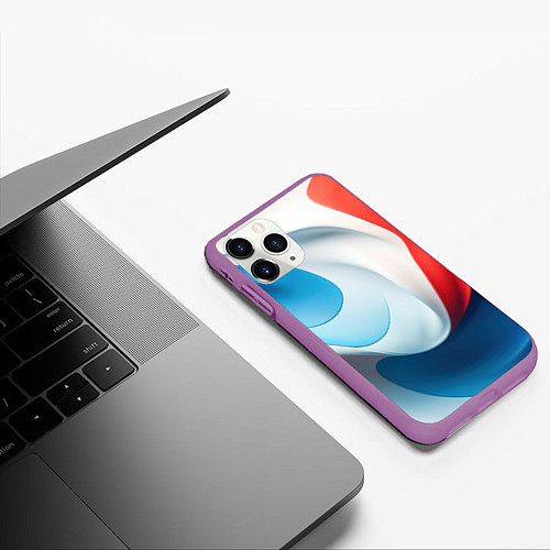 Чехол iPhone 11 Pro матовый Объемная белая синяя красная текстура / 3D-Фиолетовый – фото 3