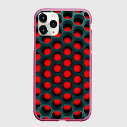 Чехол iPhone 11 Pro матовый Сотовая структура 3D, цвет: 3D-малиновый