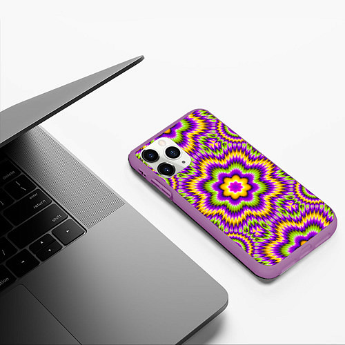 Чехол iPhone 11 Pro матовый Красочная иллюзия расширения / 3D-Фиолетовый – фото 3