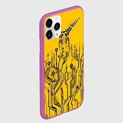 Чехол iPhone 11 Pro матовый Киберпанк Yellow-Black, цвет: 3D-фиолетовый — фото 2