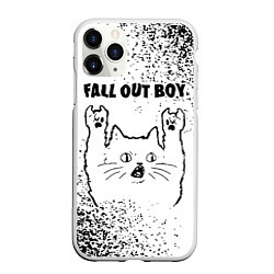 Чехол iPhone 11 Pro матовый Fall Out Boy рок кот на светлом фоне, цвет: 3D-белый