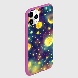 Чехол iPhone 11 Pro матовый Космос, Луна и Солнце, цвет: 3D-фиолетовый — фото 2