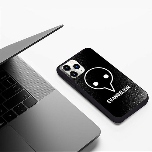 Чехол iPhone 11 Pro матовый Evangelion glitch на темном фоне / 3D-Черный – фото 3
