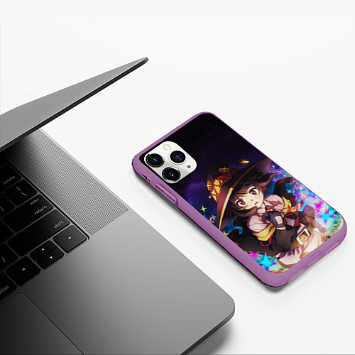 Чехол iPhone 11 Pro матовый Мегумин Алый маг / 3D-Фиолетовый – фото 3
