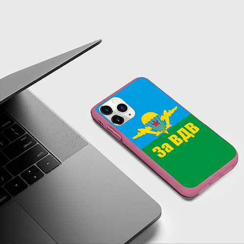 Чехол iPhone 11 Pro матовый За ВДВ - десантник / 3D-Малиновый – фото 3