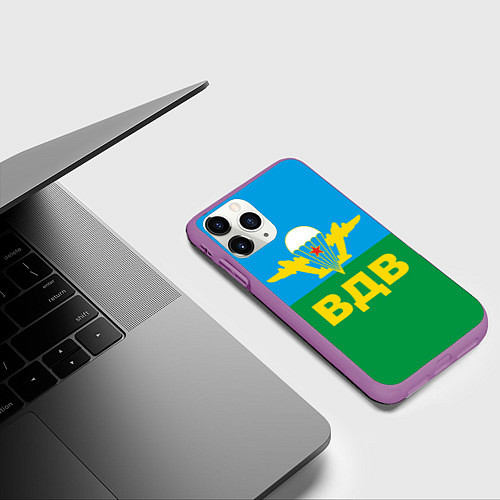 Чехол iPhone 11 Pro матовый ВДВ - символика / 3D-Фиолетовый – фото 3