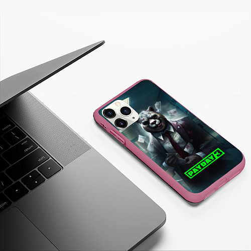 Чехол iPhone 11 Pro матовый Payday 3 crazy bear / 3D-Малиновый – фото 3