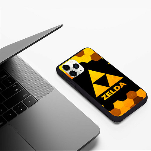 Чехол iPhone 11 Pro матовый Zelda - gold gradient / 3D-Черный – фото 3