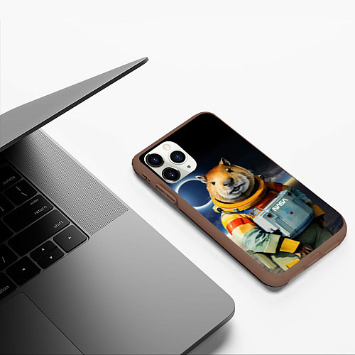 Чехол iPhone 11 Pro матовый Capy astronaut - Nasa - neural network / 3D-Коричневый – фото 3