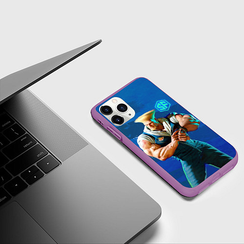 Чехол iPhone 11 Pro матовый Street Fighter 6: Guile / 3D-Фиолетовый – фото 3