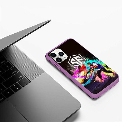 Чехол iPhone 11 Pro матовый Street Fighter game / 3D-Фиолетовый – фото 3