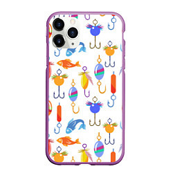 Чехол iPhone 11 Pro матовый Рыбалочка, цвет: 3D-фиолетовый