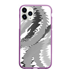 Чехол iPhone 11 Pro матовый Черно-белая абстрактная картина, цвет: 3D-фиолетовый