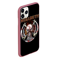 Чехол iPhone 11 Pro матовый Megadeth - боевой череп, цвет: 3D-малиновый — фото 2