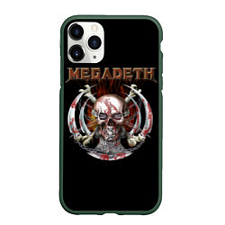 Чехол iPhone 11 Pro матовый Megadeth - боевой череп, цвет: 3D-темно-зеленый