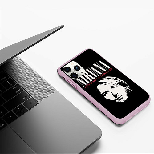 Чехол iPhone 11 Pro матовый Nirvana - Kurt Cobain / 3D-Розовый – фото 3