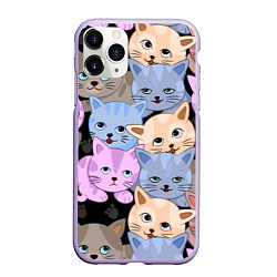 Чехол iPhone 11 Pro матовый Cats party, цвет: 3D-светло-сиреневый