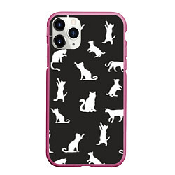 Чехол iPhone 11 Pro матовый White cats, цвет: 3D-малиновый