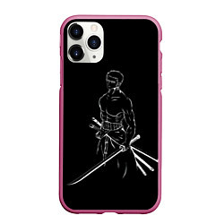 Чехол iPhone 11 Pro матовый Roronoa Zoro - One Piece, цвет: 3D-малиновый