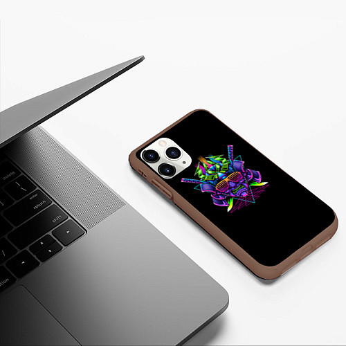 Чехол iPhone 11 Pro матовый Vaporwave CyberSamurai / 3D-Коричневый – фото 3
